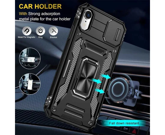 Ударопрочный чехол Camshield Army Ring для Apple iPhone XR (6.1") Черный / Black
