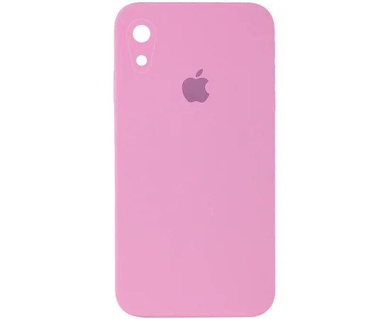 Чехол Silicone Case Square Full Camera Protective (AA) для Apple iPhone XR (6.1") Розовый / Light pink