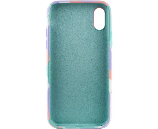 Чехол Silicone case full Aquarelle для Apple iPhone XR (6.1") Бирюзово-сиреневый