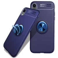 TPU чехол Deen ColorRing под магнитный держатель (opp) для Apple iPhone XR (6.1") Синий / Синий