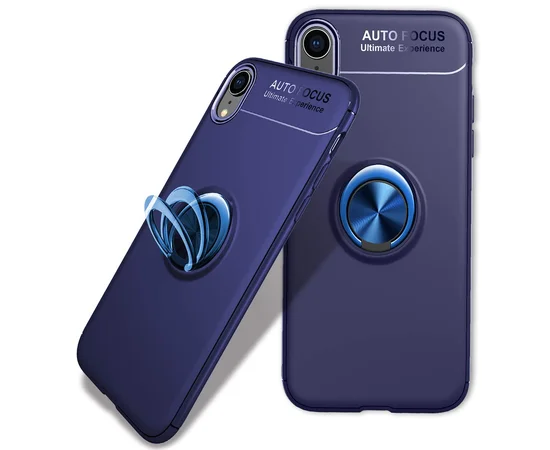 TPU чехол Deen ColorRing под магнитный держатель (opp) для Apple iPhone XR (6.1") Синий / Синий