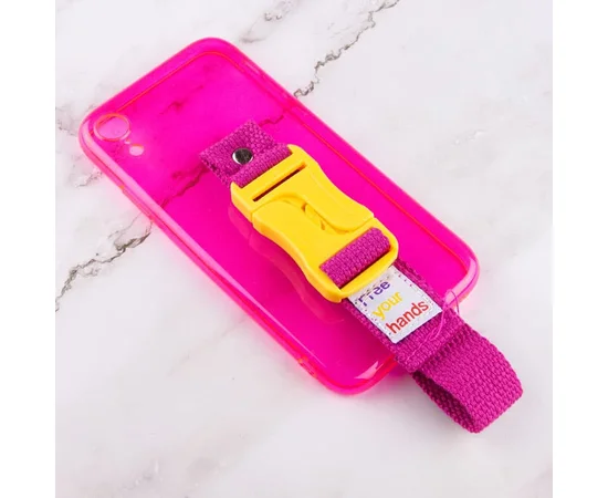 Чехол Handfree с цветным ремешком для Apple iPhone XR (6.1") Розовый