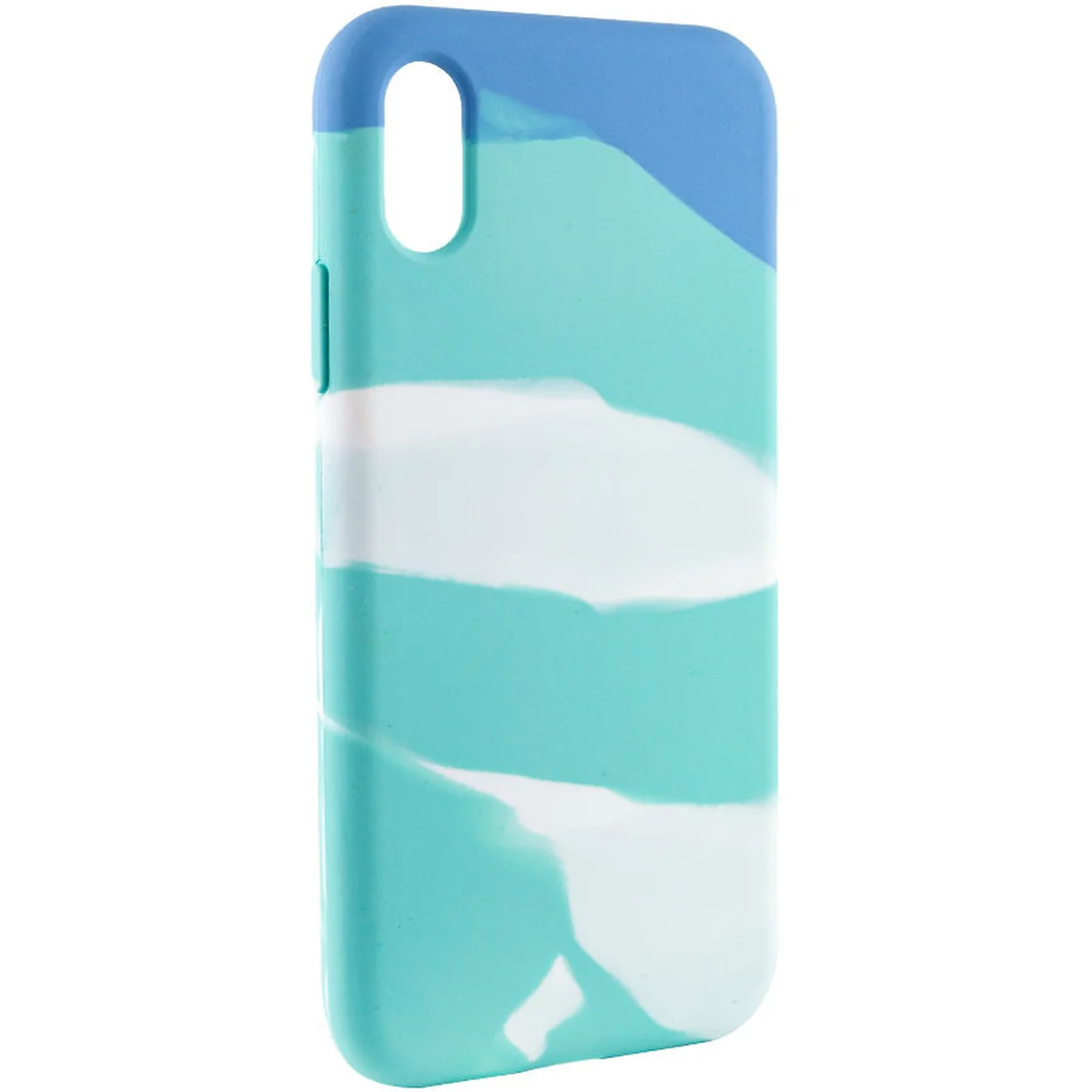 Чехол Silicone case full Aquarelle для Apple iPhone XR (6.1") Бирюзово-белый