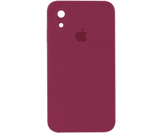 Чехол Silicone Case Square Full Camera Protective (AA) для Apple iPhone XR (6.1") Бордовый / Plum