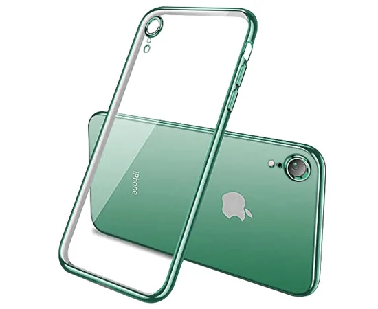 Прозрачный силиконовый чехол с глянцевой окантовкой Full Camera для Apple iPhone XR (6.1") Зеленый