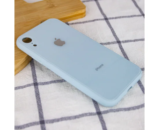 TPU+Glass чехол GLOSSY Logo Full camera (opp) для Apple iPhone XR (6.1") Голубой
