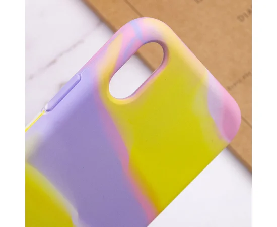 Чехол Silicone case full Aquarelle для Apple iPhone XR (6.1") Сиренево-желтый