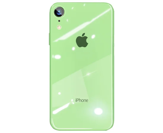 TPU+Glass чехол GLOSSY Logo series для Apple iPhone XR (6.1") Салатовый / Light green