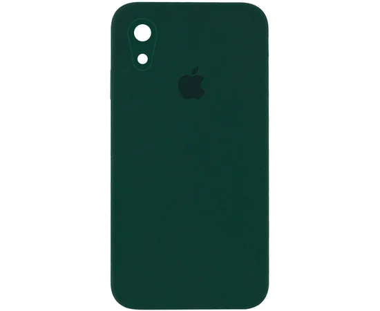 Чехол Silicone Case Square Full Camera Protective (AA) для Apple iPhone XR (6.1") Зеленый / Dark green