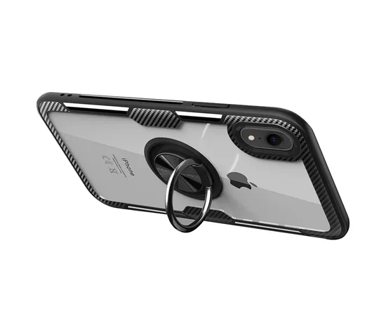 TPU+PC чехол Deen CrystalRing for Magnet (opp) для Apple iPhone XR (6.1") Бесцветный / Черный