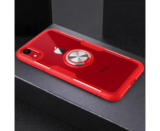 TPU+PC чехол Deen CrystalRing for Magnet (opp) для Apple iPhone XR (6.1") Бесцветный / Красный