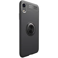 TPU чехол Deen ColorRing под магнитный держатель (opp) для Apple iPhone XR (6.1") Черный / Черный