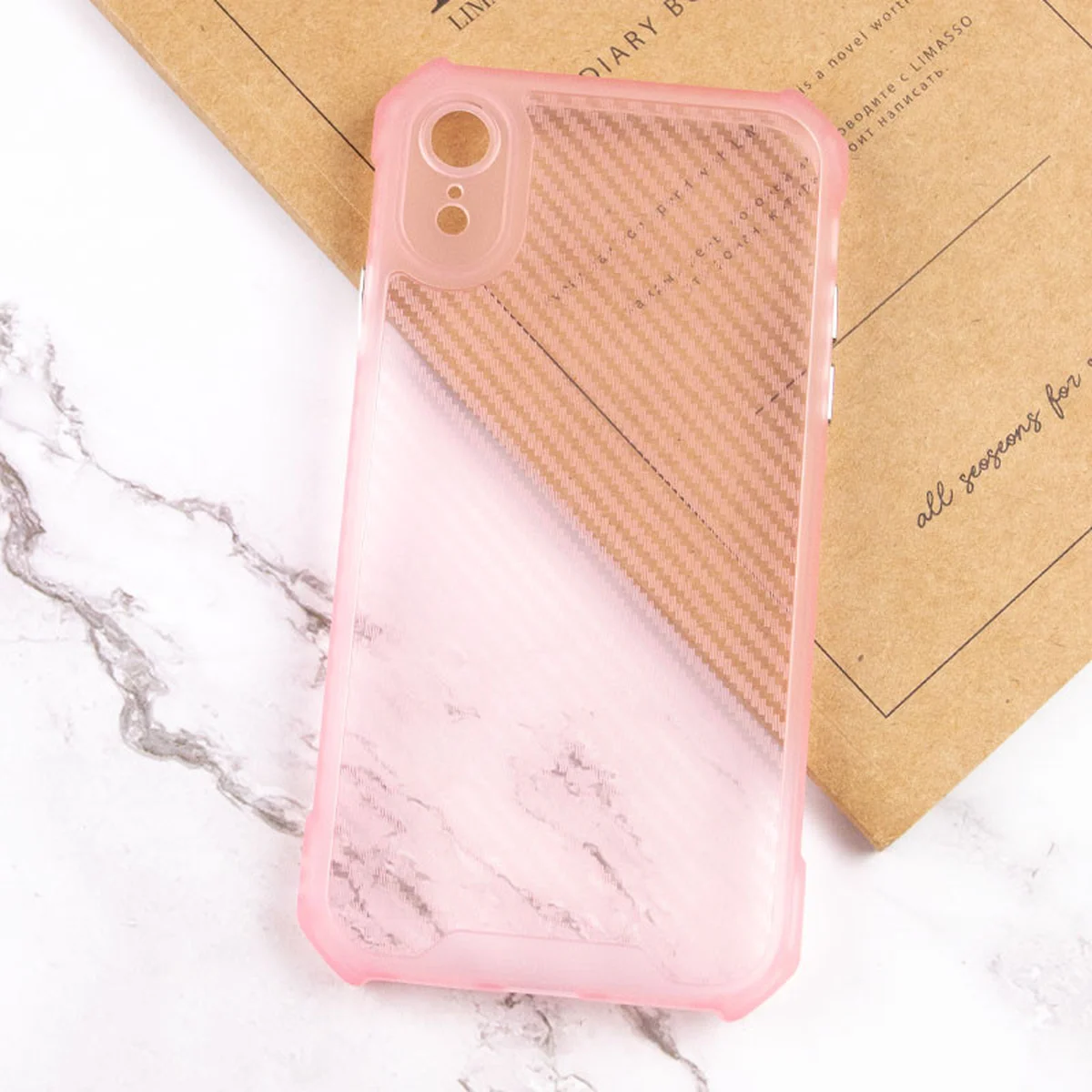 Чохол TPU Ease Carbon color series для Apple iPhone XR (6.1") Рожевий / Прозорий