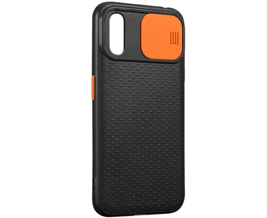 Чехол Camshield Black TPU со шторкой защищающей камеру для Apple iPhone XR (6.1") Черный / Оранжевый