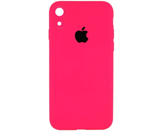 Чехол Silicone Case Square Full Camera Protective (AA) для Apple iPhone XR (6.1") Розовый / Barbie pink