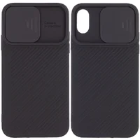 Чехол Camshield Square TPU со шторкой для камеры для Apple iPhone XR (6.1") Черный