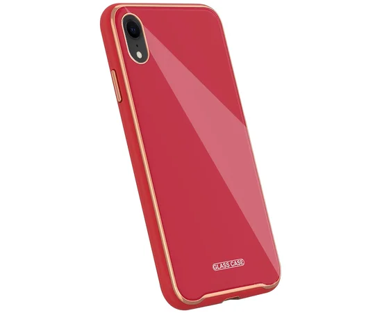 TPU+Glass чехол Venezia для Apple iPhone XR (6.1") Красный / Camellia