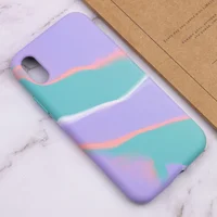 Чохол Silicone case full Aquarelle для Apple iPhone XR (6.1") Бірюзово-бузковий