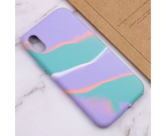 Чехол Silicone case full Aquarelle для Apple iPhone XR (6.1") Бирюзово-сиреневый