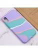 Чехол Silicone case full Aquarelle для Apple iPhone XR (6.1") Бирюзово-сиреневый