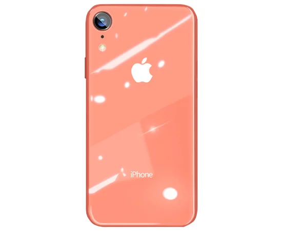 TPU+Glass чехол GLOSSY Logo series для Apple iPhone XR (6.1") Персиковый / Peach