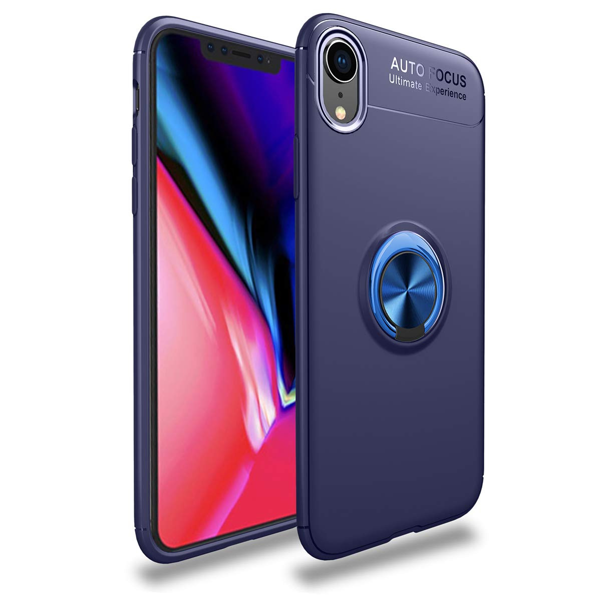 TPU чехол Deen ColorRing под магнитный держатель (opp) для Apple iPhone XR (6.1") Синий / Синий