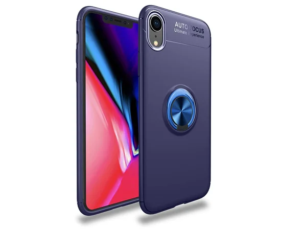 TPU чехол Deen ColorRing под магнитный держатель (opp) для Apple iPhone XR (6.1") Синий / Синий