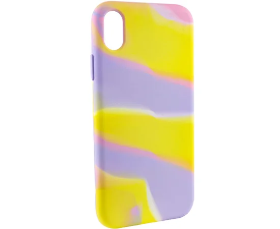 Чехол Silicone case full Aquarelle для Apple iPhone XR (6.1") Сиренево-желтый