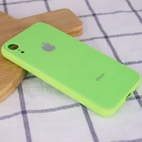 TPU+Glass чехол GLOSSY Logo Full camera (opp) для Apple iPhone XR (6.1") Салатовый