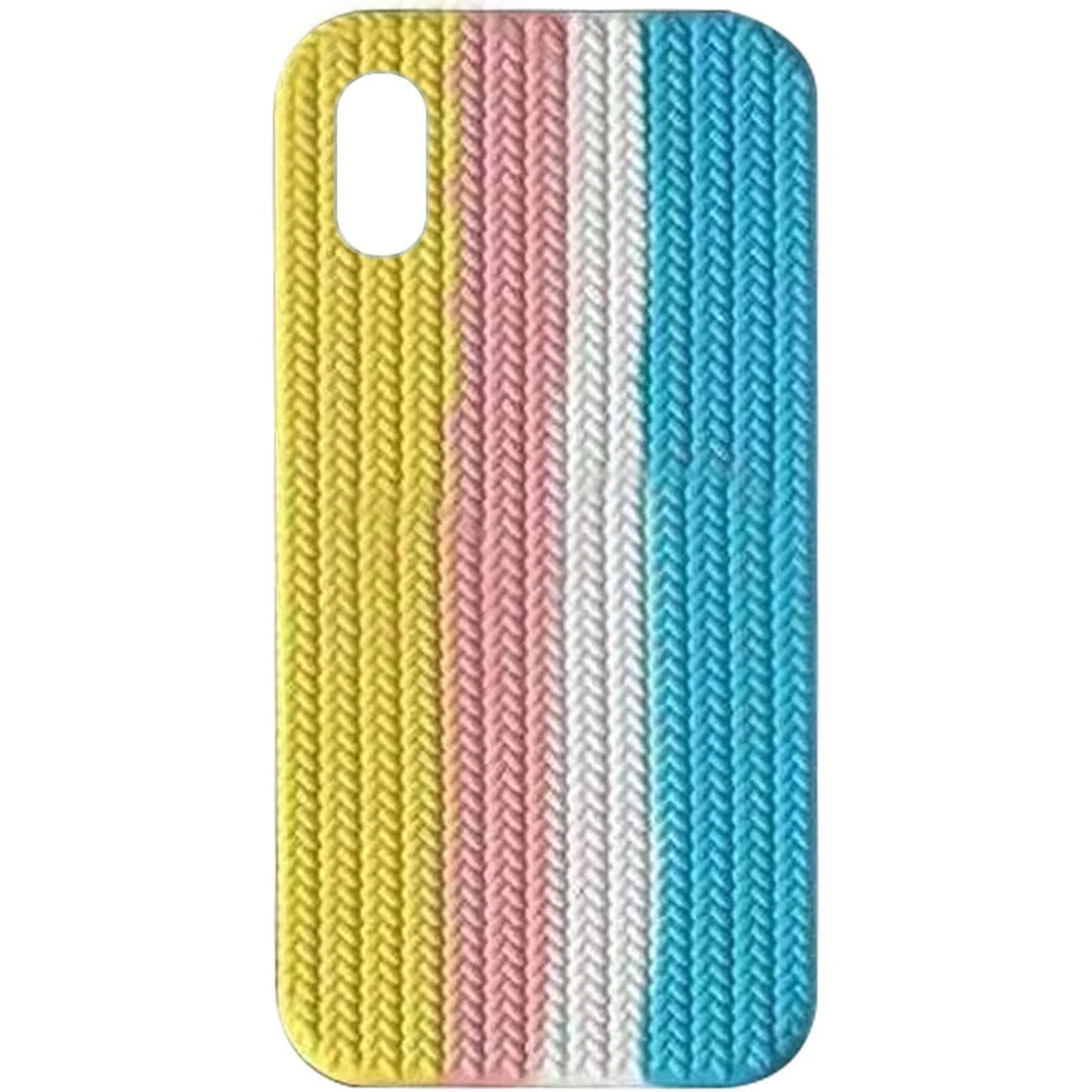 Чехол Silicone case Full Braided для Apple iPhone XR (6.1") Желтый / Голубой
