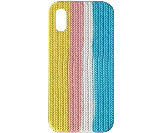 Чехол Silicone case Full Braided для Apple iPhone XR (6.1") Желтый / Голубой