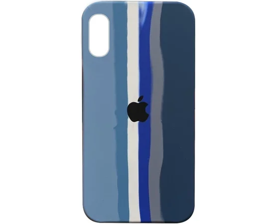 Чехол Silicone case Full Rainbow для Apple iPhone XR (6.1") Голубой / Синий
