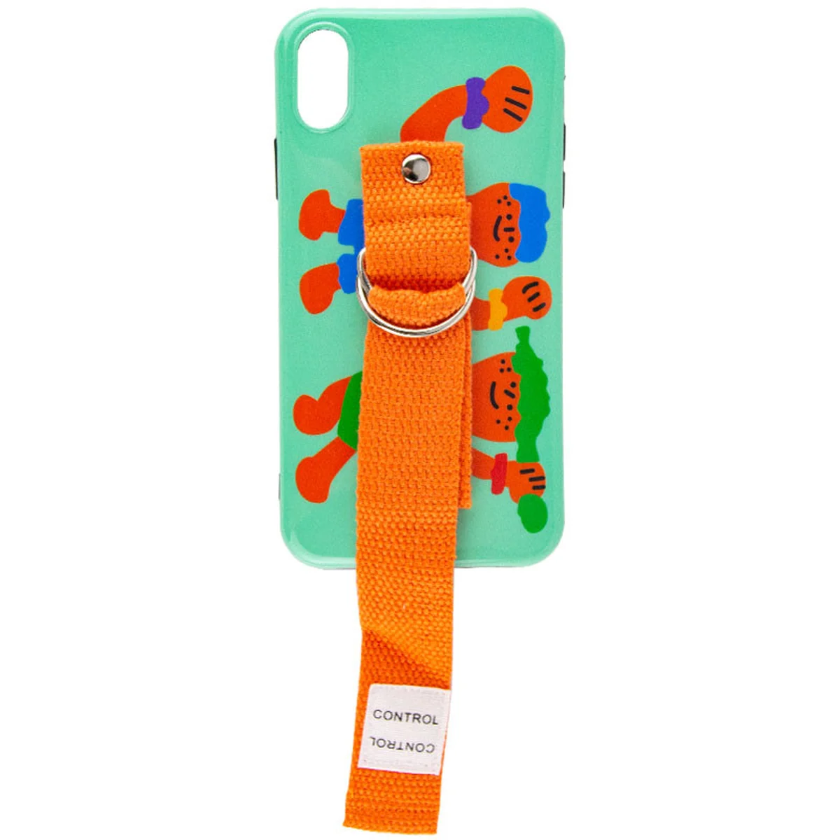 Чехол Funny Holder с цветным ремешком для Apple iPhone XR (6.1") Зеленый / Оранжевый