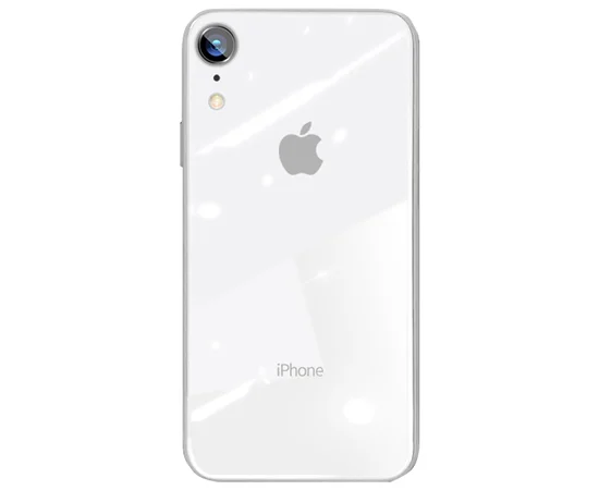 TPU+Glass чехол GLOSSY Logo series для Apple iPhone XR (6.1") Белый / White