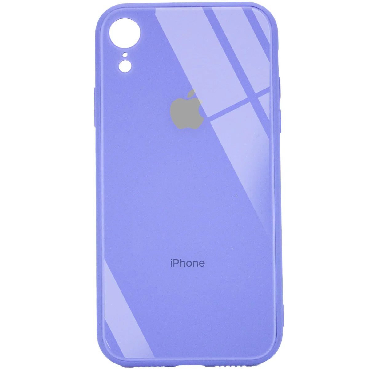 TPU+Glass чехол GLOSSY Logo Full camera (opp) для Apple iPhone XR (6.1") Сиреневый