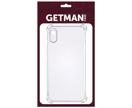 TPU чохол GETMAN Ease logo посилені кути для Apple iPhone XR (6.1 ") Прозорий / Transparent