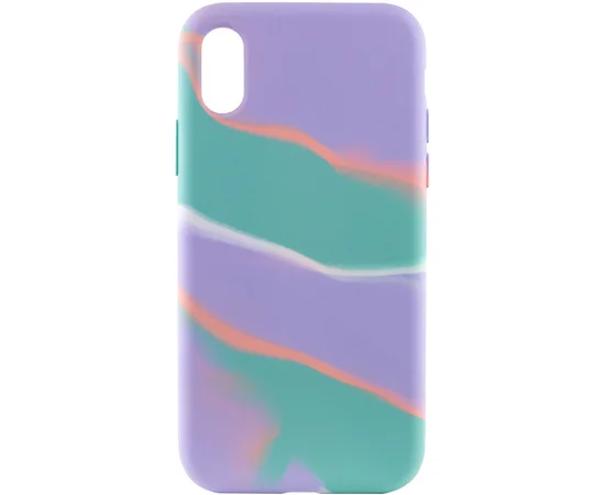 Чехол Silicone case full Aquarelle для Apple iPhone XR (6.1") Бирюзово-сиреневый