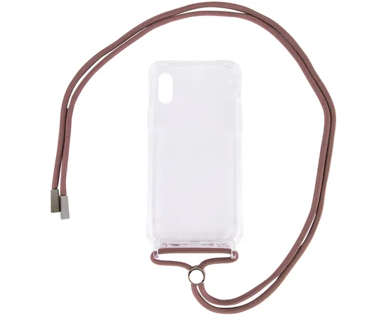 Чехол TPU Crossbody Transparent для Apple iPhone XR (6.1") Бледно-коричневый