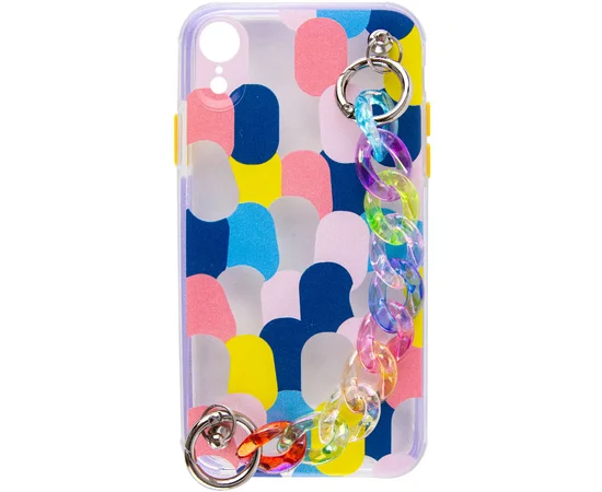 TPU+PC чехол Colorspot с ремешком-цепью для Apple iPhone XR (6.1") Dots