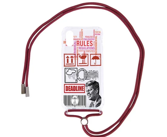 Чехол TPU Crossbody Street Style для Apple iPhone XR (6.1") Kenedy / Красно-Коричневый