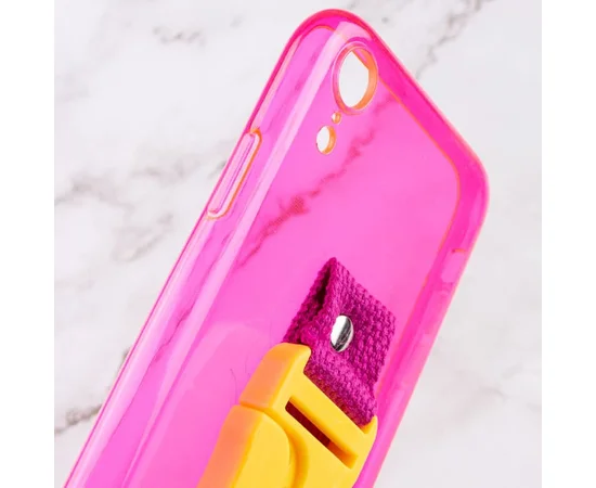 Чехол Handfree с цветным ремешком для Apple iPhone XR (6.1") Розовый