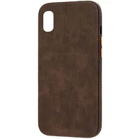 Кожаный чехол Croco Leather для Apple iPhone XR (6.1") Brown