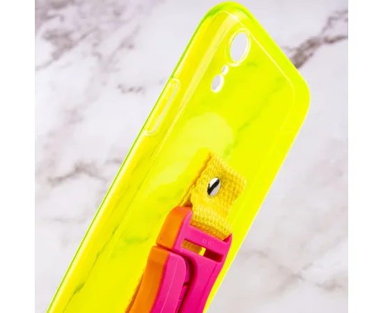 Чехол Handfree с цветным ремешком для Apple iPhone XR (6.1") Желтый