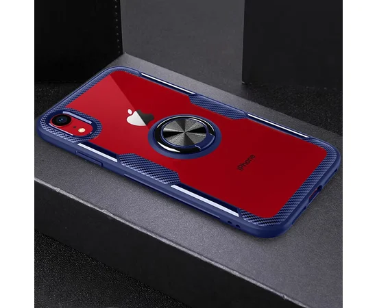TPU+PC чехол Deen CrystalRing for Magnet (opp) для Apple iPhone XR (6.1") Бесцветный / Синий