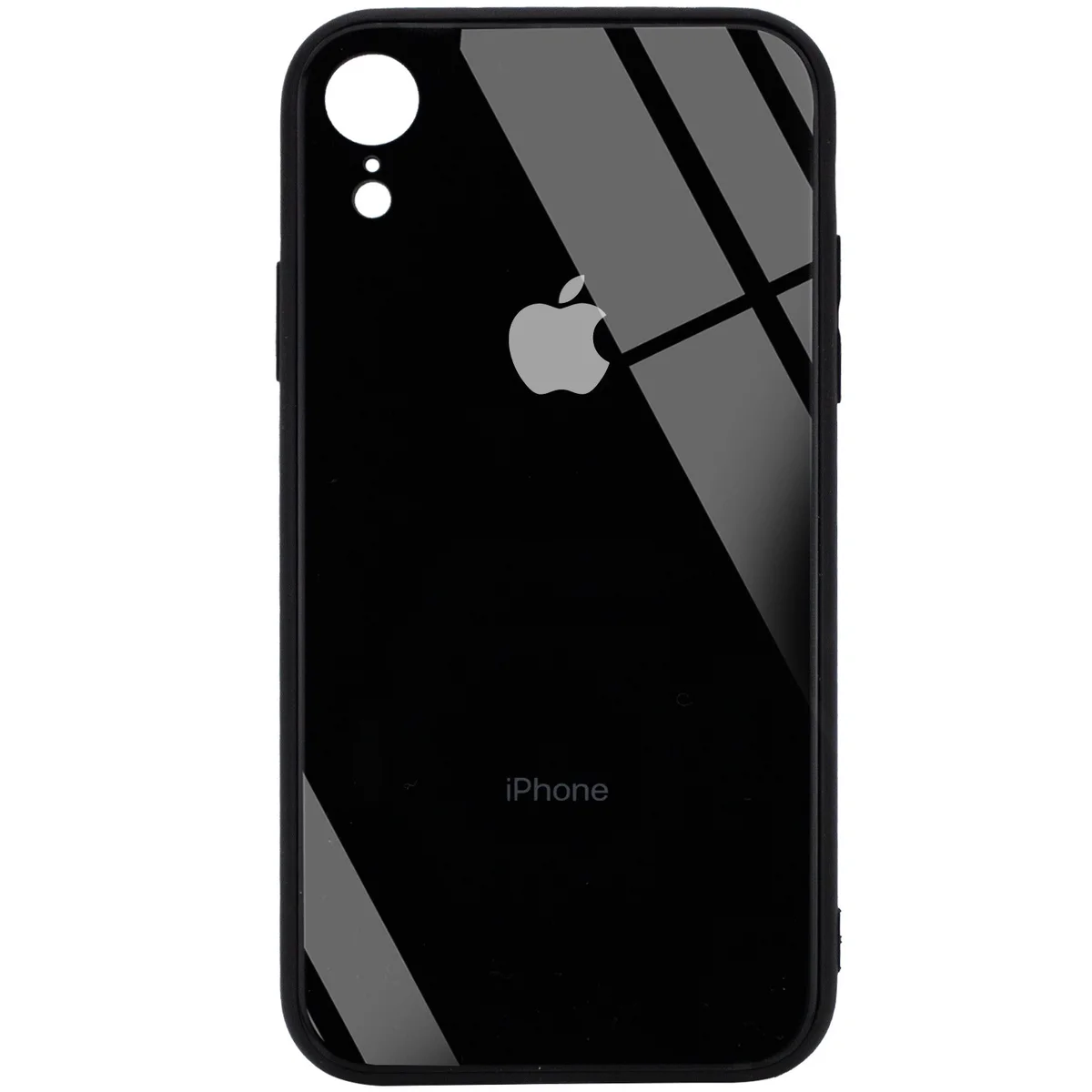 TPU+Glass чехол GLOSSY Logo Full camera (opp) для Apple iPhone XR (6.1") Черный