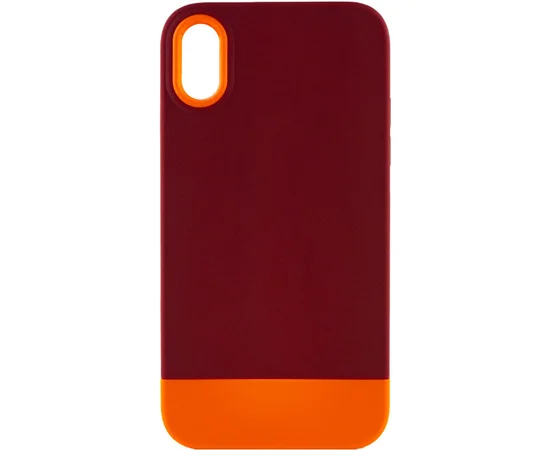 Чехол TPU+PC Bichromatic для Apple iPhone XR (6.1") Brown burgundy / Orange