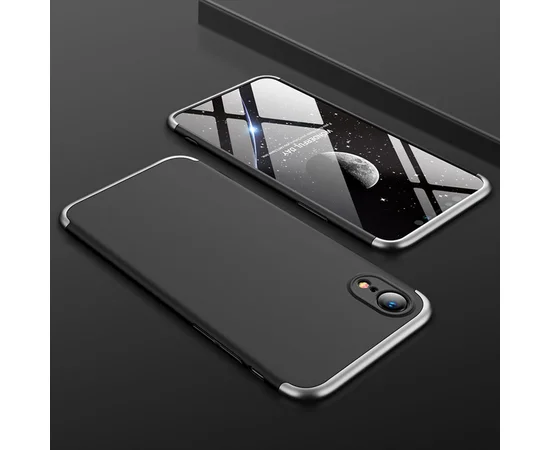 Пластиковая накладка GKK LikGus 360 градусов (opp) для Apple iPhone XR (6.1") Черный / Серебряный