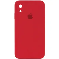 Чехол Silicone Case Square Full Camera Protective (AA) для Apple iPhone XR (6.1") Красный / Camellia