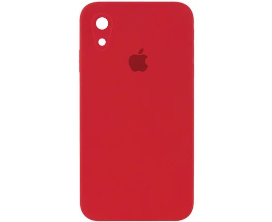 Чехол Silicone Case Square Full Camera Protective (AA) для Apple iPhone XR (6.1") Красный / Camellia