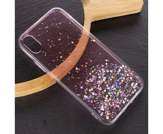 TPU чехол Star Glitter для Apple iPhone XR (6.1") Прозрачный / Розовый